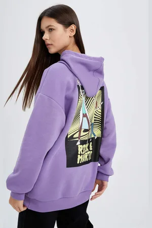 DeFacto Coool Rick and Morty Licensed Oversize Fit Hoodie Printed Sweatshirt