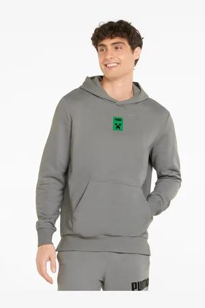 PUMA Šedá pánská mikina s kapucí x MINECRAFT - Pánské