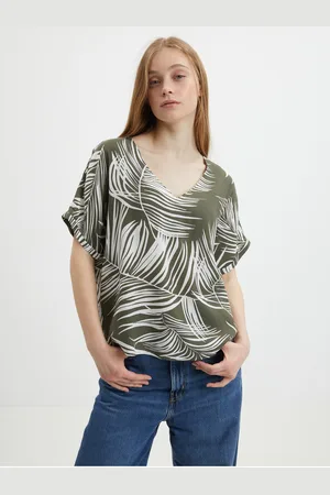ONLY Khaki vzorovaná halenka Augustina - Dámské