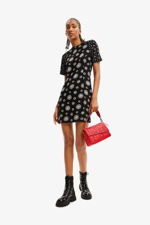 Desigual Černé dámské vzorované šaty Nueva York - Dámské