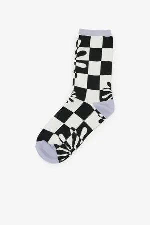 Vans Černo-bílé dámské vzorované ponožky BLACK Divine Energy - Dámské