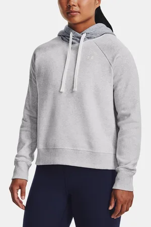 Under Armour Mikina Rival Fleece CB Hoodie-GRY - Dámské