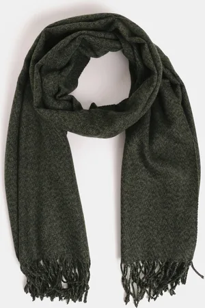 JACK & JONES Tmavě zelená žíhaná šála Solid - Pánské