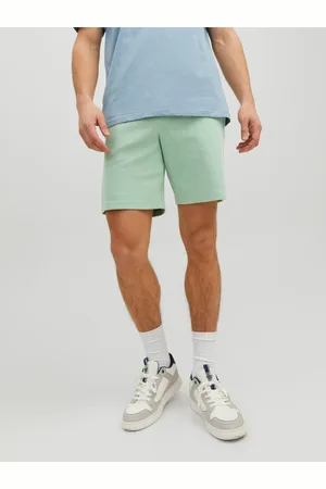 JACK & JONES Světle zelené pánské teplákové basic kraťasy New Ba - Pánské