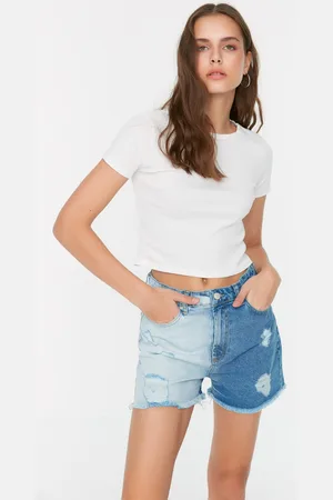 Trendyol Shorts - Blue - Normal Waist