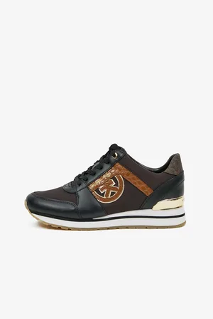 Michael Kors Černo-hnědé dámské kožené tenisky Trainer - Dámské