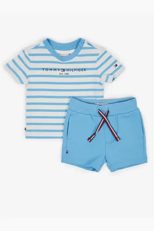 Tommy Hilfiger Sada klučičího pruhovaného trička a kraťasů v modro-bílé barvě To - Kluci