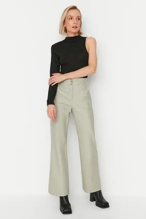 Trendyol Mink Weave Kalhoty z umělé kůže