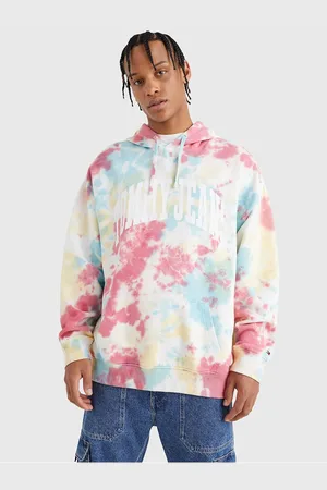 Tommy Hilfiger Modro-bílá pánská vzorovaná mikina s kapucí Tommy Jeans - Pánské