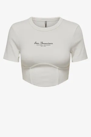 ONLY Bílý dámský crop top Lola - Dámské