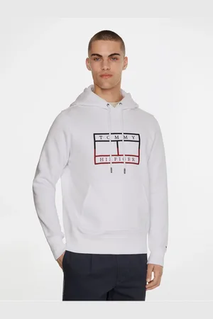 Tommy Hilfiger Bílá pánská mikina s kapucí - Pánské