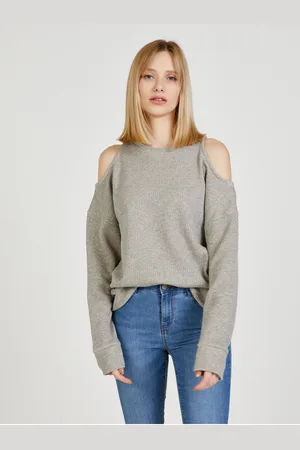 Pepe Jeans Šedá dámská mikina s odhalenými rameny Moni - Dámské