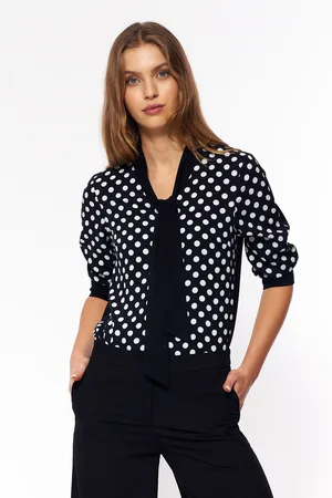 Nife Dámské tričko _Blouse_B140_Black/Peas