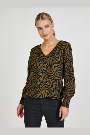 ONLY Khaki vzorovaná halenka Victoria - Dámské