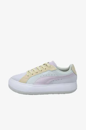 PUMA Žluto-šedé dámské tenisky se semišovými detaily Suede Mayu - Dámské