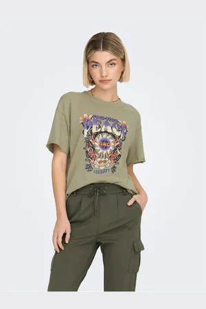 ONLY Khaki dámské tričko Lucy - Dámské