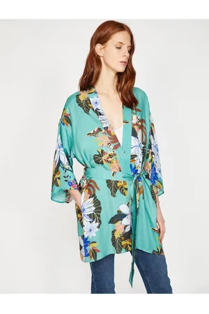 Koton Dámské zelené vzorované kimono