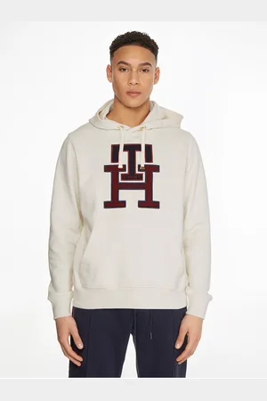 Tommy Hilfiger Krémová pánská mikina s kapucí - Pánské