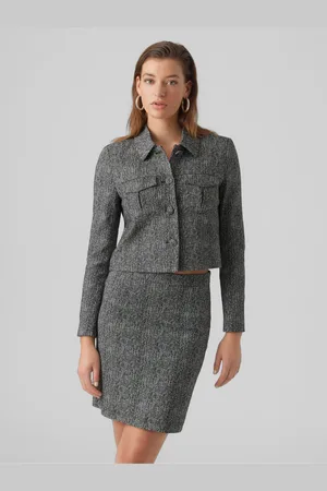 VERO MODA Šedé dámské vzorované sako Gracelynn - Dámské