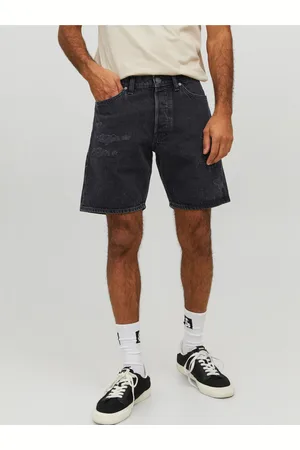 JACK & JONES Černé pánské džínové kraťasy Chris - Pánské