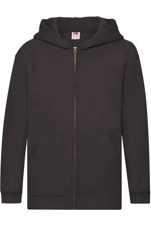 Fruit Of The Loom Black Kids Hoodie Zip Through Hooded Sweat