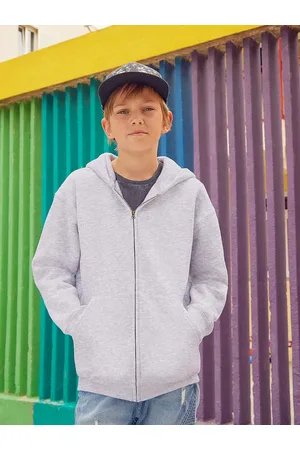 Fruit Of The Loom Szara bluza dziecięca z kapturem Zip Through Hooded Sweat