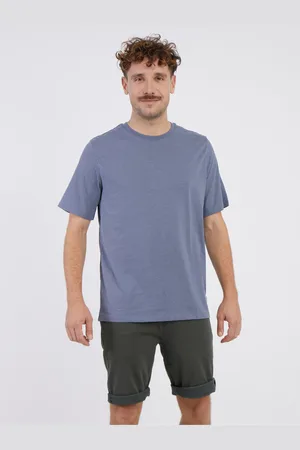 JACK & JONES Modré pánské žíhané basic tričko Organic - Pánské