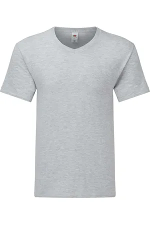 Fruit Of The Loom Szara koszulka męska Iconic V-Neck