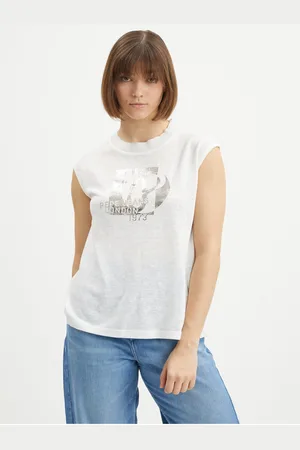 Pepe Jeans Bílé dámské tričko s potiskem Avis - Dámské