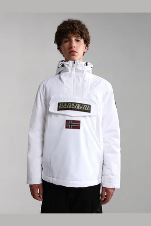 Napapijri Bílý pánský voděodolný anorak s kapucí - Pánské