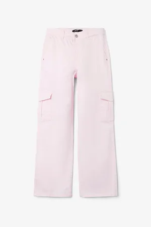 NAME IT Světle růžové holčičí široké kalhoty s kapsami LIMITED by - Holky