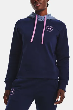 Under Armour Mikina Rival Fleece CB Hoodie-NVY - Dámské