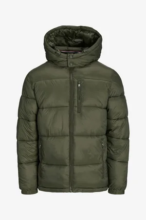 JACK & JONES Khaki pánská zimní prošívaná bunda Eddie - Pánské