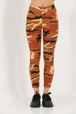 BİKELİFE Pink Camouflage Pattern Gabardine Leggings Trousers