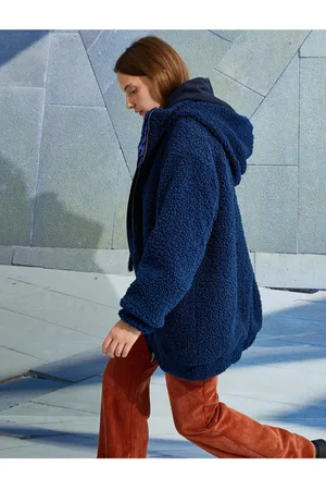Koton Hooded Plush Oversized Coat