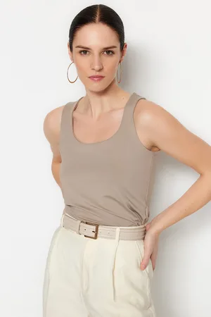 Trendyol Mink Square Neck Fitted/Slippery Knitted Undershirt