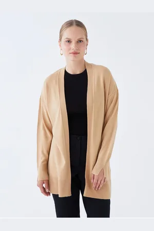 LC Waikiki Shawl Collar Plain Long Sleeve Oversize Women