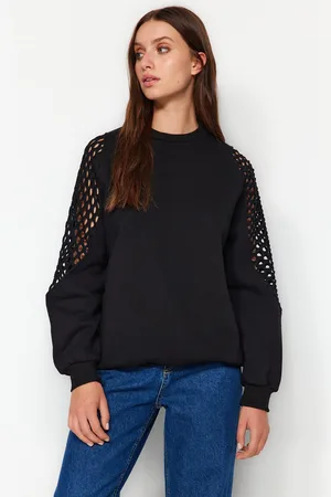 Trendyol Síťovina s detailem tlustý fleece regular / normal fit pletená mikina