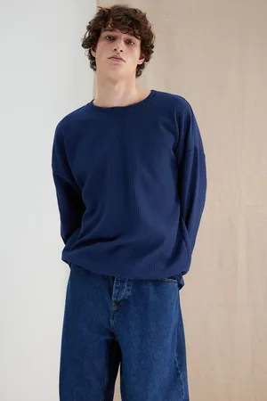 Trendyol Námořnicky oversize/široký střih texturovaný detail límce mikina