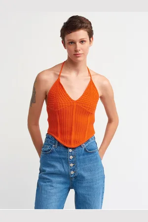 Dilvin 10142 Barbell Neck Knitwear Undershirt-orange