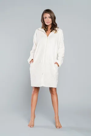 Italian Fashion Župan Vitessa s dlouhým rukávem - ecru