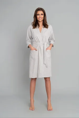 Italian Fashion Dámský župan Karla s 3/4 rukávem - světlá melanž