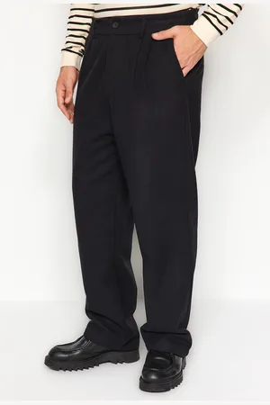 Trendyol Black Wide Leg Stamped Trousers