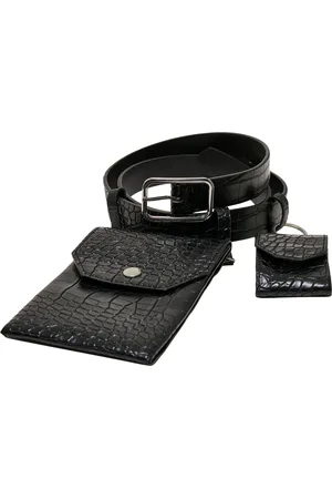 Urban classics Pásek ze syntetické kůže Croco s pouzdrem černo/stříbrný