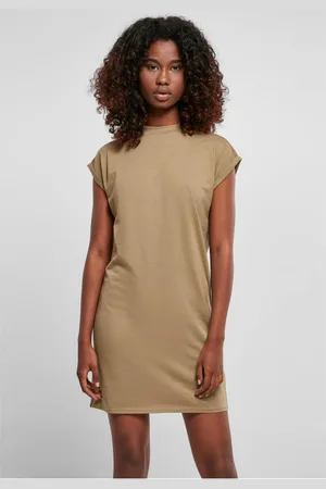 Urban classics Dámské šaty Turtle Extended Shoulder khaki