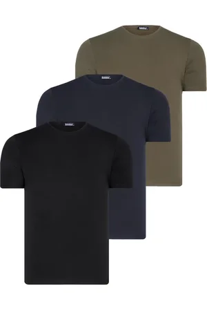 Dewberry TRIPLE SET T8569 BIKE COLLAR MENS T-SHIRT-BLACK-NAVY BLUE-KHAKI