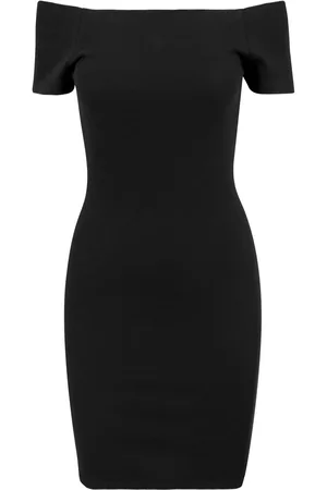 Urban classics Dámské šaty Off Shoulder Rib černé