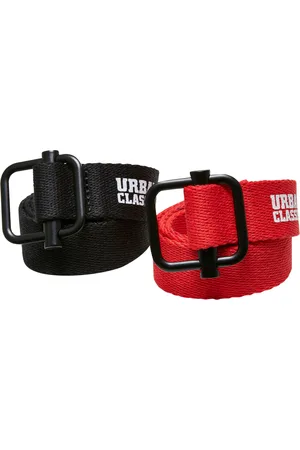 Urban classics Industriální plátěný pásek Kids 2-Pack černo/červený