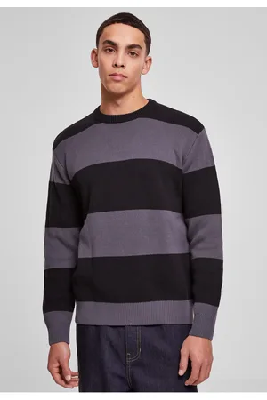 Urban classics Pánský svetr Striped /tmavý stín