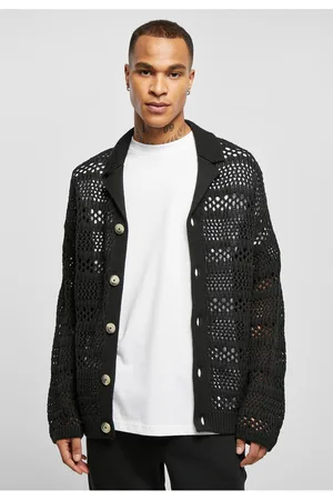Urban classics Háčkovaný Cardigan černý